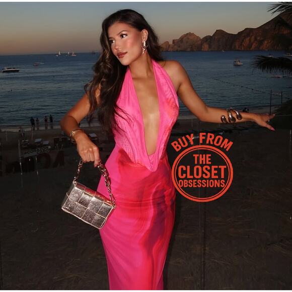 Zara Dresses & Skirts - ZARA Fuchsia Open Back Midi Dress NWT | Blogger Fave Halter Neck